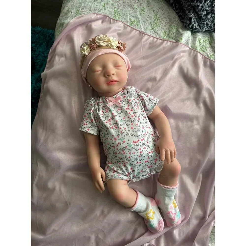 🆕16 Inch Full Platinum Silicone 4 Lb Sleeping Baby Girl Real Life Baby Doll
